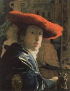 Jan Vermeer the girl with the red hat oil painting reproduction